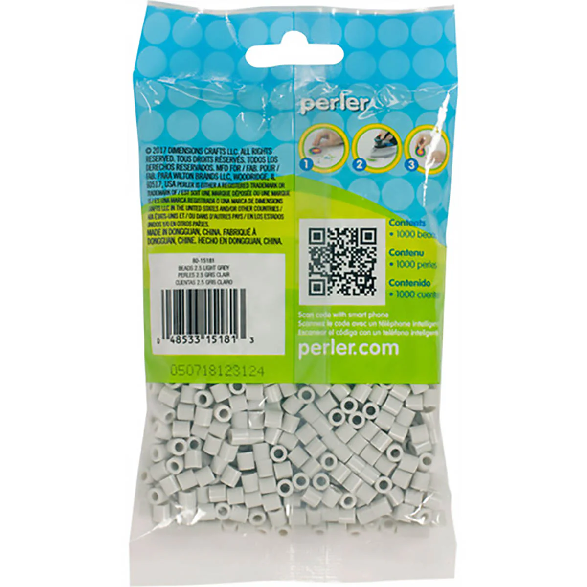 1,000 Perler Beads - Light Grey - Image 3